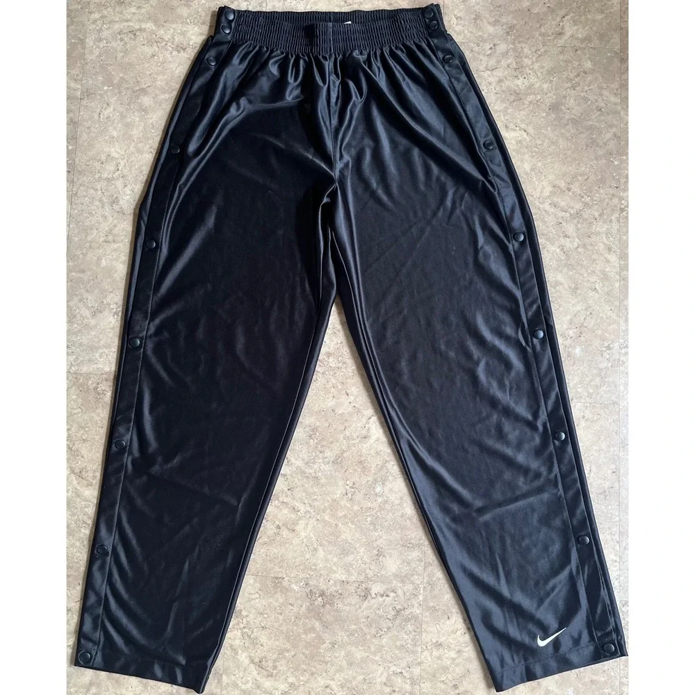 Vtg Nike Team Sports Break Away Snap Pants Mens XL Black Swoosh 90s Shimmer
